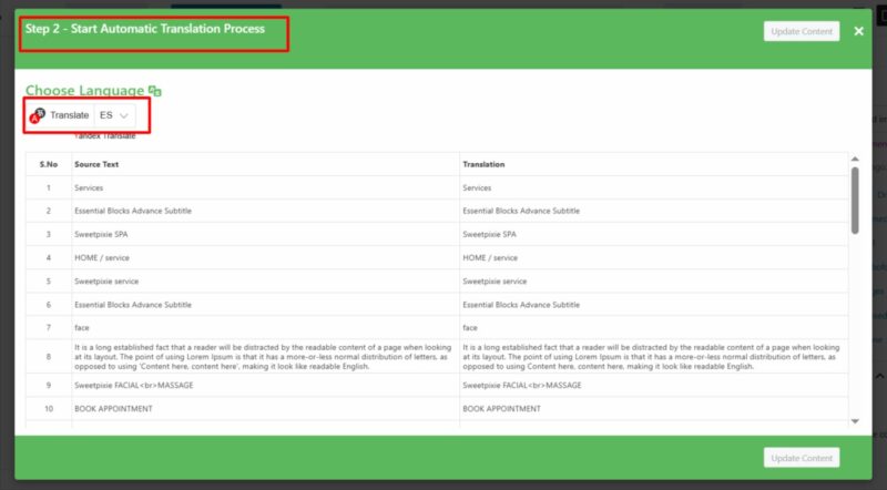 click translate button