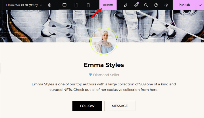 translate button elementor